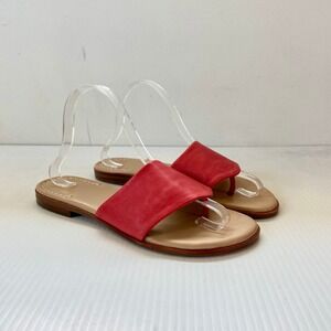Johnston & Murphy Red Leather Thong Flat Sandals Womens 9M